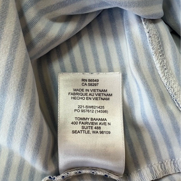 Tommy Bahama Island Zone Aubrey Cassia Navy Blue and White Striped Dress, L - Picture 8 of 9